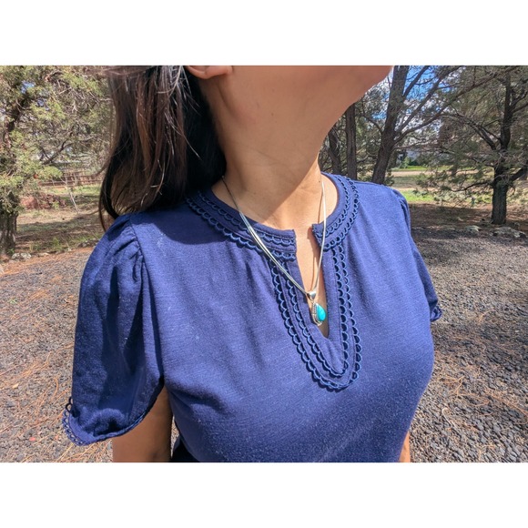 Authentic Navajo Necklace Blue Turquoise Pendant Native American Jewelry ** - Picture 3 of 10